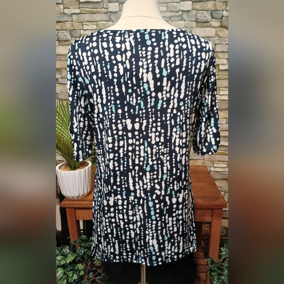 AGB Stretchy Blouse‎ Ladies Large Blue Gold - Picture 3 of 4